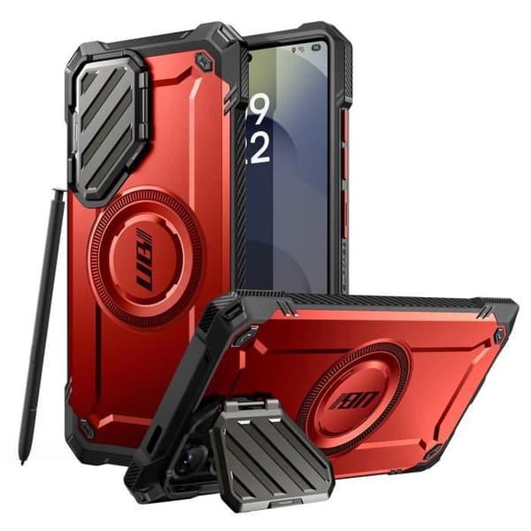Coque MagSafe för Samsung S25 Ultra Stötfångare Kameraskydd Stöd Supcase Röd