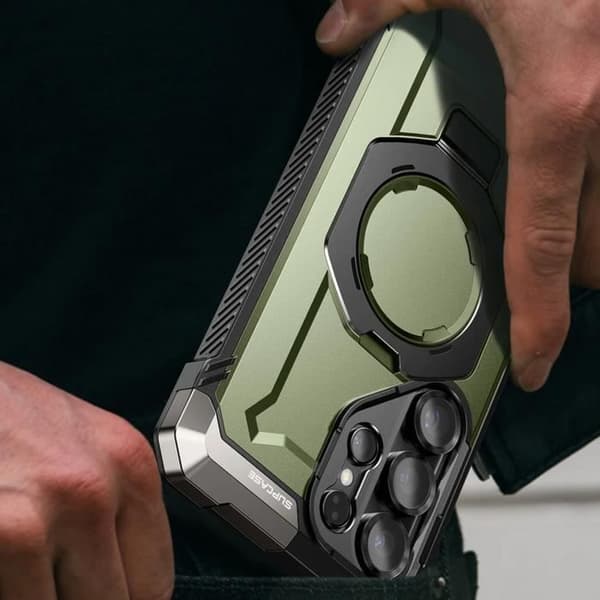 Coque för Samsung S25 Ultra Stöttålig Med MagSafe Ring Video Stöd Supcase Mörkgrön