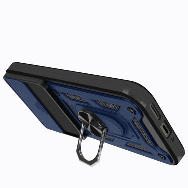 Coque för Google Pixel 9 Pro XL Med Stöd Ring Skjutbart Kameraskydd Mayaxess Blå Natt