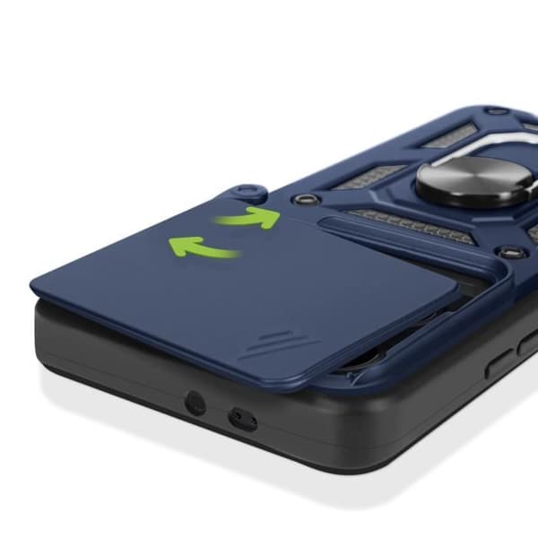 Coque för Xiaomi 14T Pro Ringstöd Kamera Skjutlock Mayaxess Blå Natt