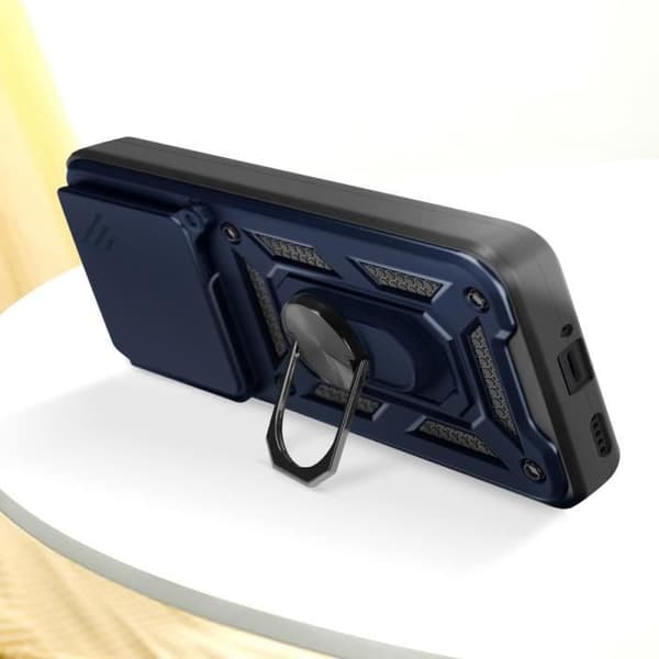 Coque för Xiaomi 14T Pro Ringstöd Kamera Skjutlock Mayaxess Blå Natt