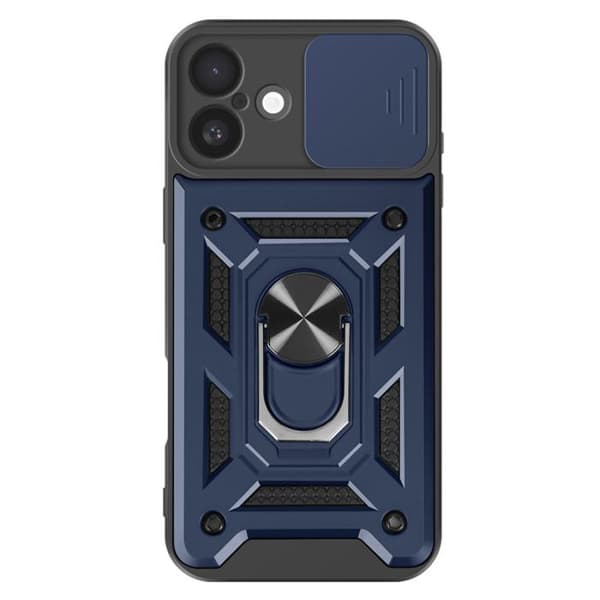 Coque för iPhone 16 Plus Ring Stöd Kamera Skydd Glidande Mayaxess Blå Natt