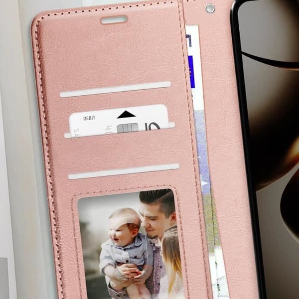 Étui för Xiaomi 14T Plånbok med Handrem Mayaxess Rosé Champagne