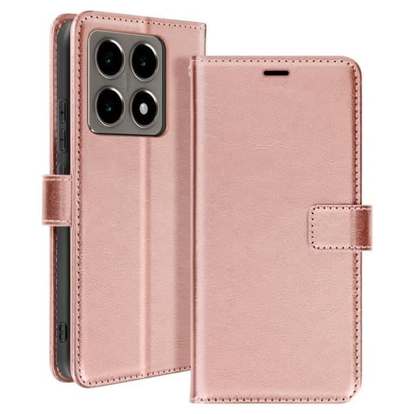 Étui för Xiaomi 14T Plånbok med Handrem Mayaxess Rosé Champagne
