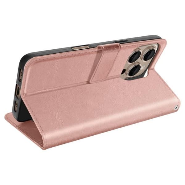 Fodral för iPhone 16 Pro Plånbok med Handledsrem Mayaxess Roséguld