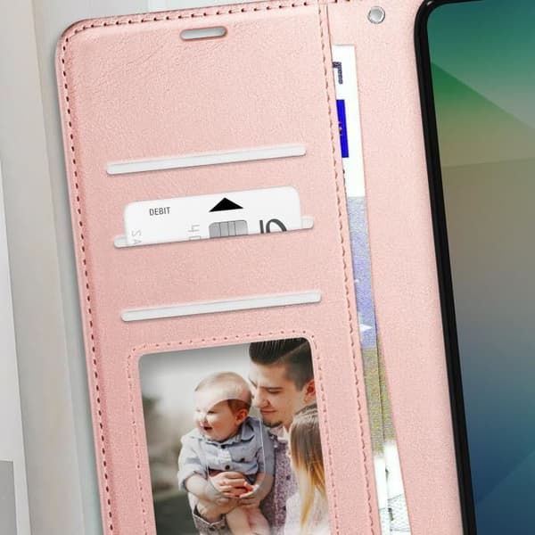 Portföljfodral för Samsung Galaxy A26 med handrem Mayaxess Rosa Champagne