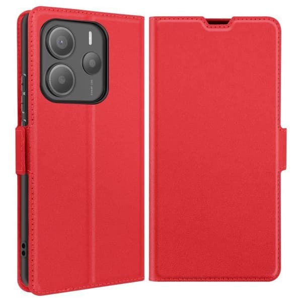 Etui för Redmi Note 14 5G Med Kortficka Stöd Med Magnetflik Röd