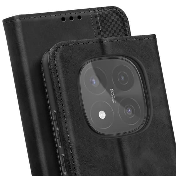 Hus för Redmi Note 14 Pro och 14 Pro Plus Plånbok och Ställning Svart