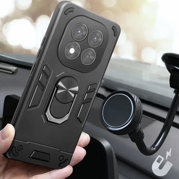 Coque för Redmi Note 14 Pro och 14 Pro Plus Med Ring Stöd Antikollisions Svart