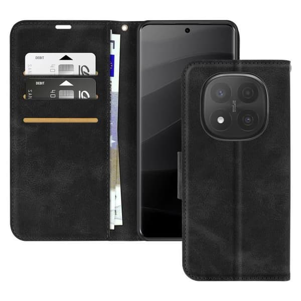 Hus för Redmi Note 14 Pro och 14 Pro Plus Plånbok med Rem Svart