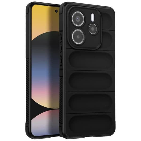 "Täckskal för Xiaomi Redmi Note 14 5G Stötabsorberande Silikon Texturerat 3D Svart"