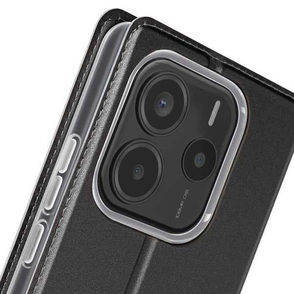 Fodral för Redmi Note 14 5G Satin Effekts Kreditkortshållare Videostöd Dux Ducis Svart