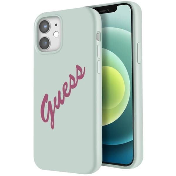 Coque för iPhone 12 och 12 Pro Silikon Vintage Soft Touch Guess Ljusgrön