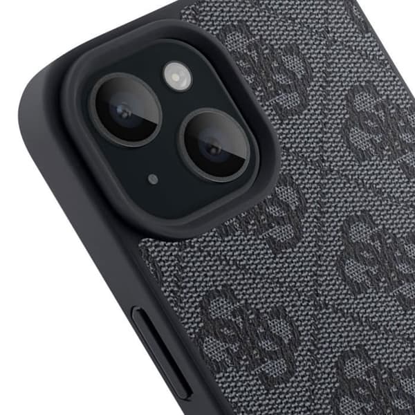 Coque för iPhone 15 Elegant Design Tryck 4G Inramade Kanten Guess Svart