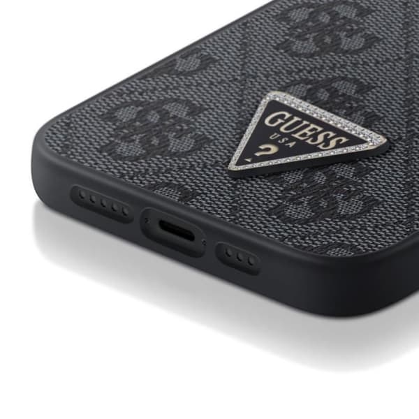 Coque för iPhone 15 Elegant Design Tryck 4G Inramade Kanten Guess Svart