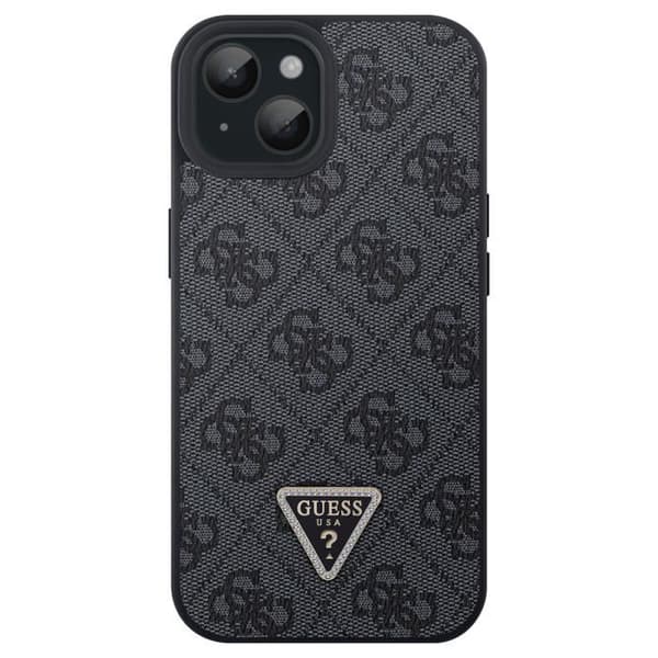 Coque för iPhone 15 Elegant Design Tryck 4G Inramade Kanten Guess Svart