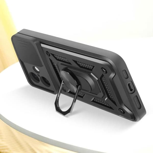 Coque för iPhone 16 Plus Med Stödring Skjutbart Kamerafodral Mayaxess Svart