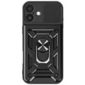 Miniatyrbild 1 av 4: Coque för iPhone 16 Plus Med Stödring Skjutbart Kamerafodral Mayaxess Svart