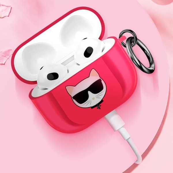 Coque för AirPods Pro Choupette Stötsäker med Ring Karl Lagerfeld Fuchsia