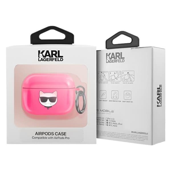 Coque för AirPods Pro Choupette Stötsäker med Ring Karl Lagerfeld Fuchsia