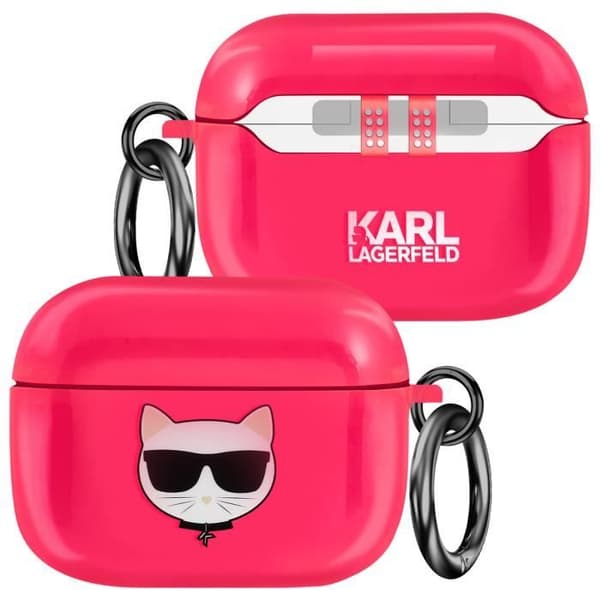 Coque för AirPods Pro Choupette Stötsäker med Ring Karl Lagerfeld Fuchsia