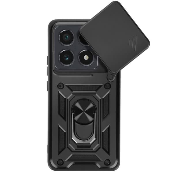 Coque för Xiaomi 14T Pro Ring Stöd Kameraskydd Glidande Mayaxess Svart