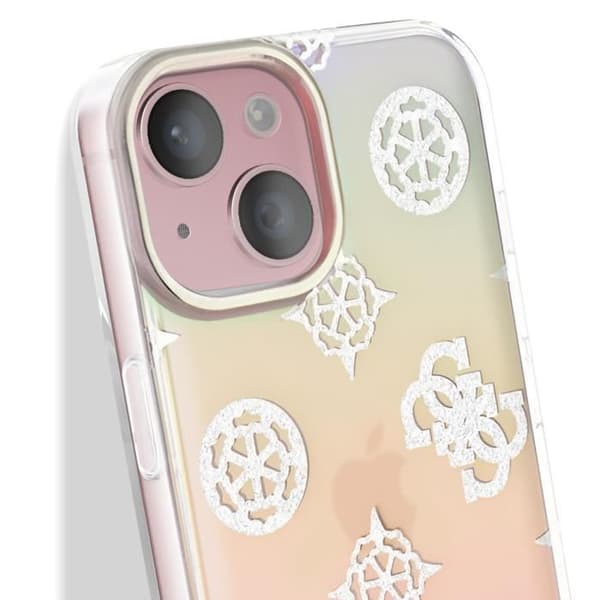 Coque för iPhone 15 Plus Med Höjda Kanter och Inbyggd Rem Guess Flerfärgad