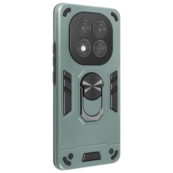 Skyddande fodral för Redmi Note 14 Pro och 14 Pro Plus med ringstöd, stöttålig, ljusgrön.