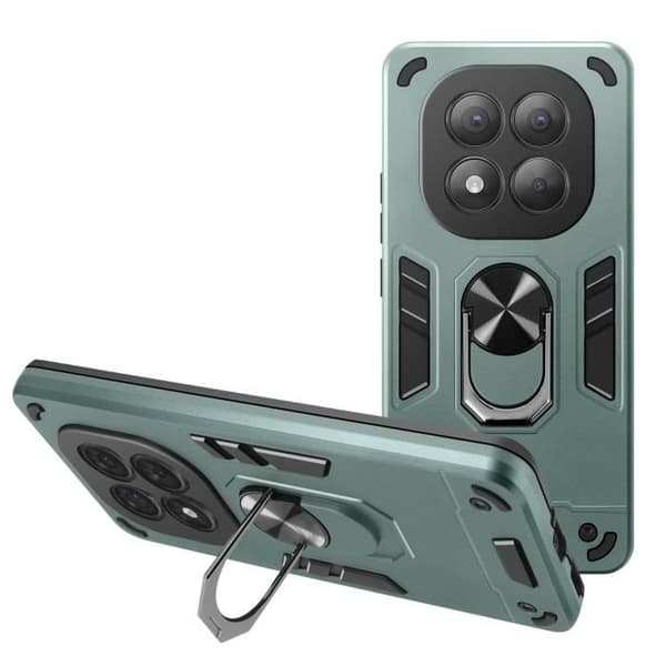 Skyddande fodral för Redmi Note 14 Pro och 14 Pro Plus med ringstöd, stöttålig, ljusgrön.