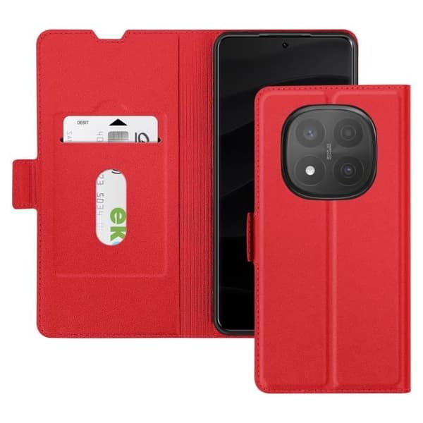 Etui för Redmi Note 14 Pro och 14 Pro Plus Kortfack Stöd Video Röd