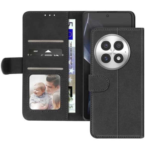Etui för OnePlus 13 Fickfäste Portfölj Stöd Vintage Stil Svart