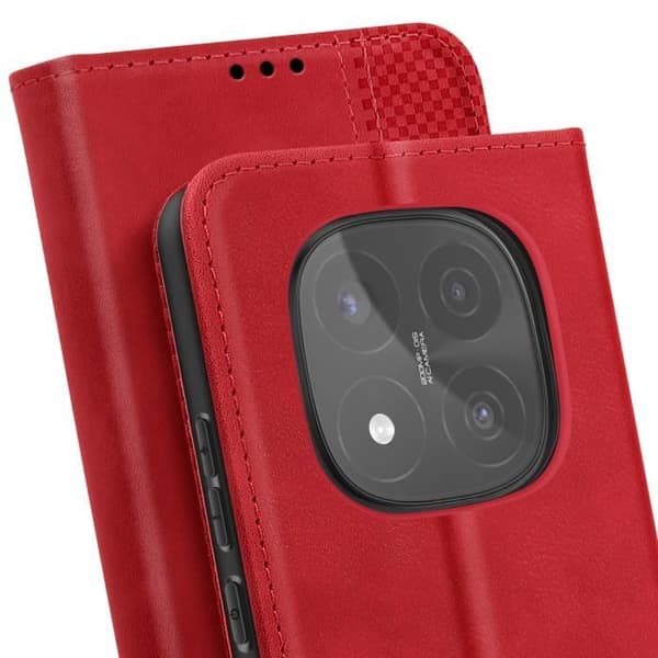 Fodral för Redmi Note 14 Pro och 14 Pro Plus Plånbok och Ställ Röd