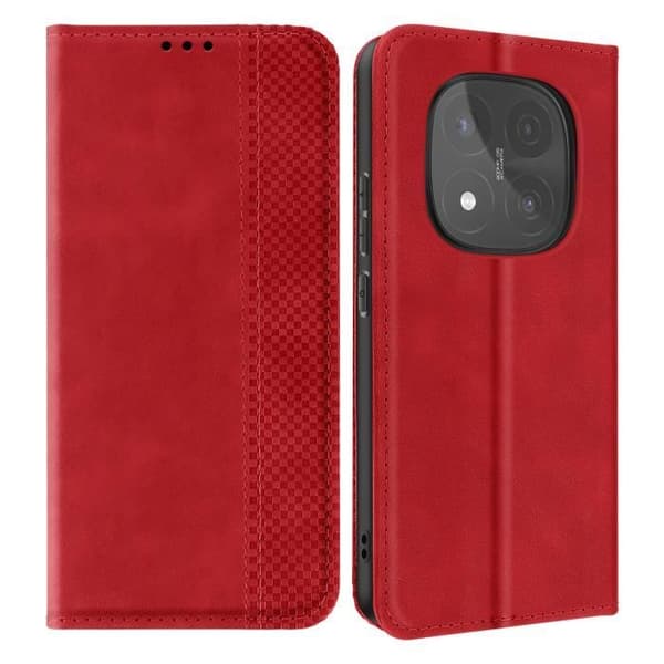 Fodral för Redmi Note 14 Pro och 14 Pro Plus Plånbok och Ställ Röd