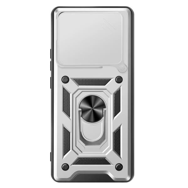 Coque för Xiaomi Redmi Note 14 5G Med magnetisk ring Kameraskydd Silver