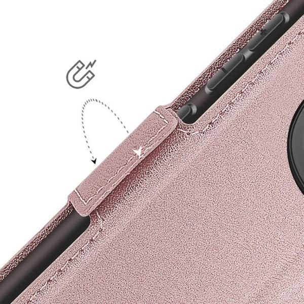 Etui för Redmi Note 14 Pro och 14 Pro Plus med kortfack och videostöd i rosé champagne