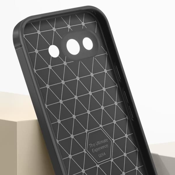 Coque i kolför karbon för Google Pixel 9a Silikon Stötdämpande Antiglidande Svart