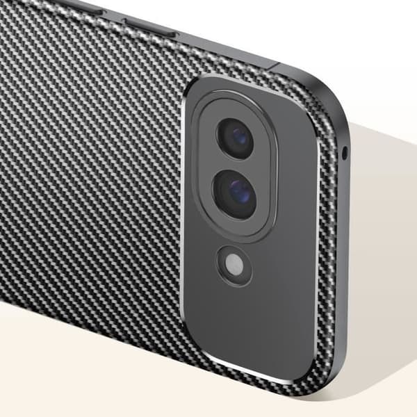 Coque i kolför karbon för Google Pixel 9a Silikon Stötdämpande Antiglidande Svart