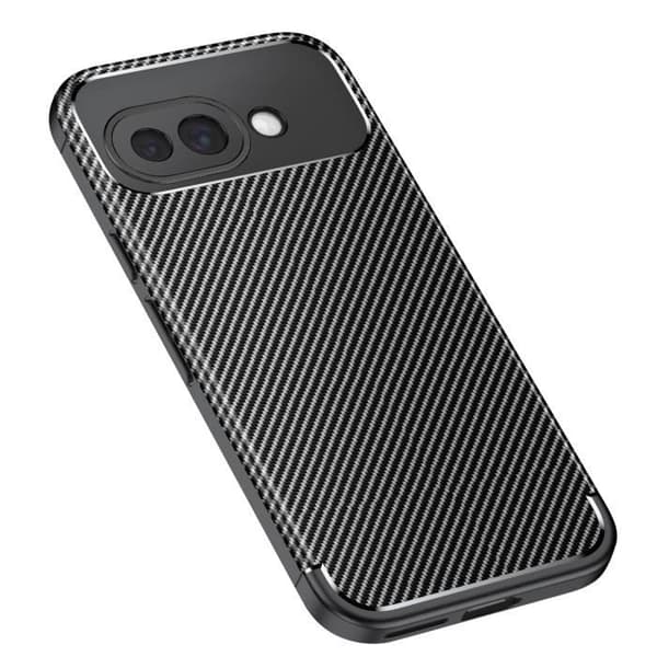 Coque i kolför karbon för Google Pixel 9a Silikon Stötdämpande Antiglidande Svart