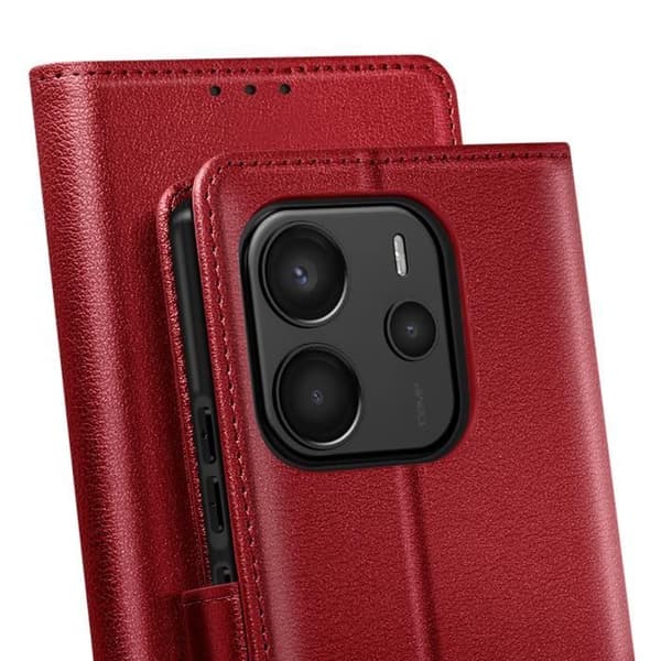 Etui för Redmi Note 14 4G Fodral Plånbok Med Magnetlås Röd