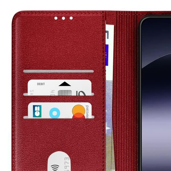 Etui för Redmi Note 14 4G Fodral Plånbok Med Magnetlås Röd