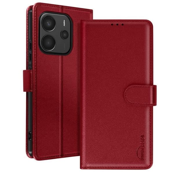 Etui för Redmi Note 14 4G Fodral Plånbok Med Magnetlås Röd