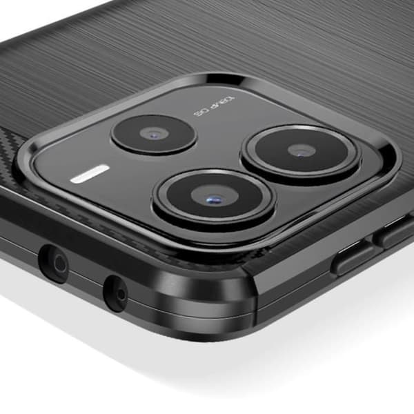 Coque för Xiaomi Redmi Note 14 5G Silikon Design Kolfiber Borstad Svart