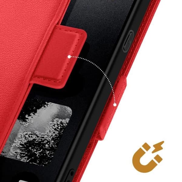 Etui för Nothing CMF Phone 1 med handledsrem, lock, stödfunktion, plånbok, röd