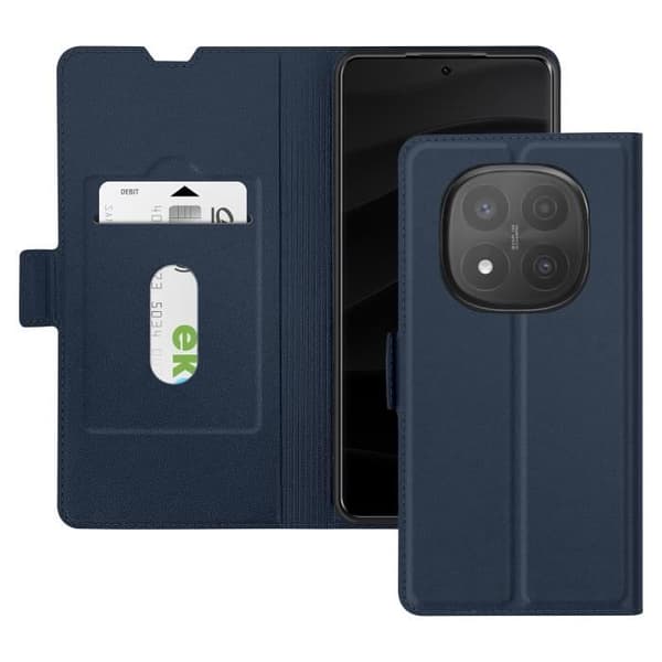Fodral för Redmi Note 14 Pro och 14 Pro Plus med kortfack och videostöd i nattblått