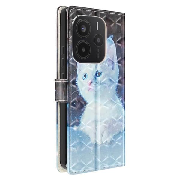 Étui för Xiaomi Redmi Note 14 5G Videostöd Vit / Svart