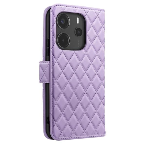 Etui för Redmi Note 14 4G Plånbok Diamantmönster Lila