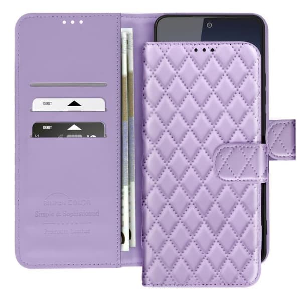 Etui för Redmi Note 14 4G Plånbok Diamantmönster Lila