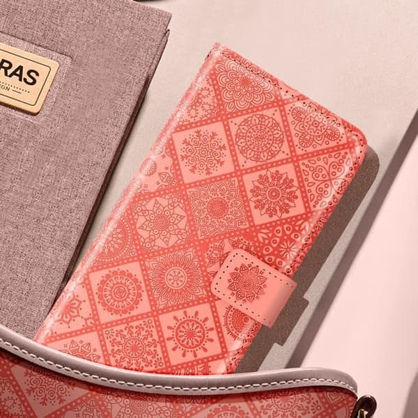 Ärende för Xiaomi Redmi Note 14 5G Mandala Blommor Plånbok Stöd Rosa
