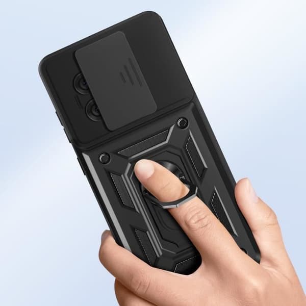 Coque för OnePlus 13R Magnetisk Ring Kameraskydd Svart
