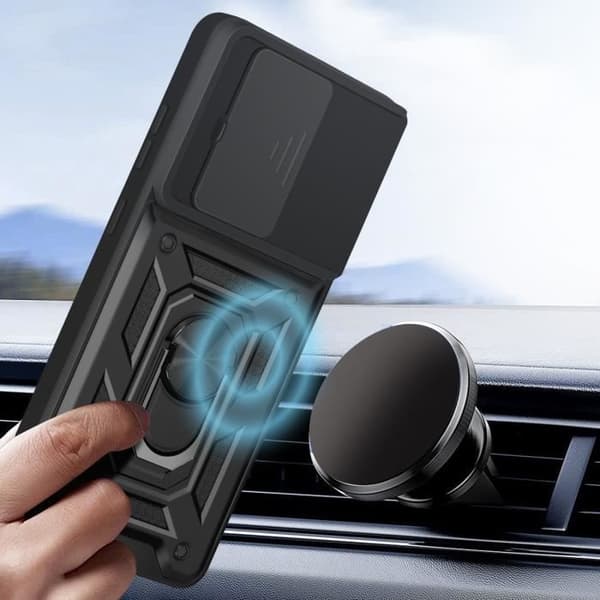 Coque för OnePlus 13R Magnetisk Ring Kameraskydd Svart